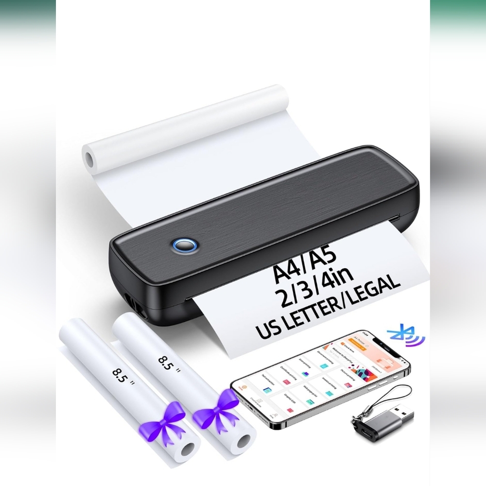 Portable Bluetooth Thermal Paper Printer Wireless for Travel
